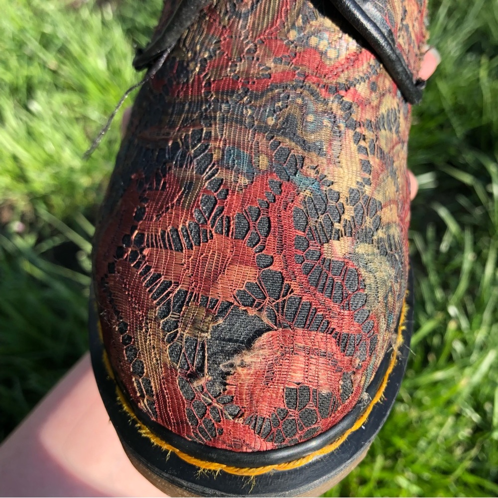 Rare 80s Dr. Martens 14 Eye Rainbow Paisley Lace Boots - Picture 7 of 16